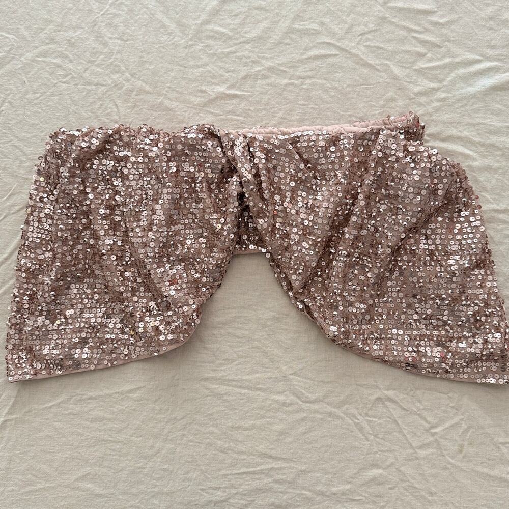 ASOS EDITION NWT ($130) | sequin off shoulder drape crop top in blush | size 6